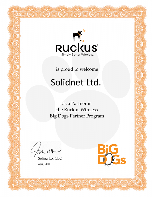 Сертификат партнера Ruckus Wireless